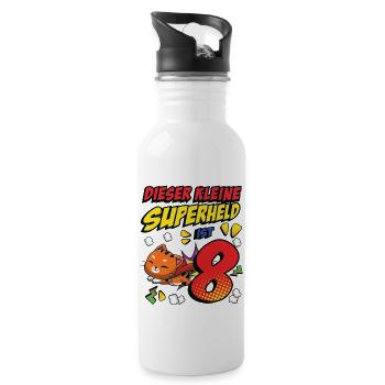 Dieser Kleine Superheld Ist 8 Cat Owner 8th - Trinkflasche mit integriertem Trinkhalm - Weiß - Rechts