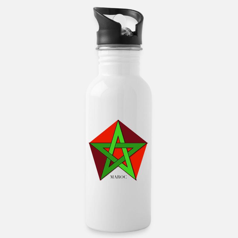 Morocco - Water bottle with straw - white