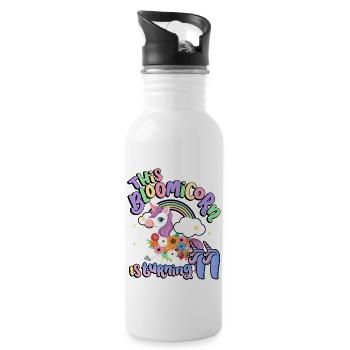 Bloomicorn Is Turning 11 Einhorn 11. Geburtstag - Trinkflasche mit integriertem Trinkhalm - Weiß - Rechts