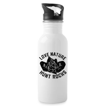 Funny geologist on a stone hunt - Water bottle with straw - white - Right