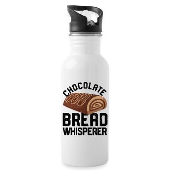Lustiger Brotbacken-Bäcker - Trinkflasche mit integriertem Trinkhalm - Weiß - Rechts