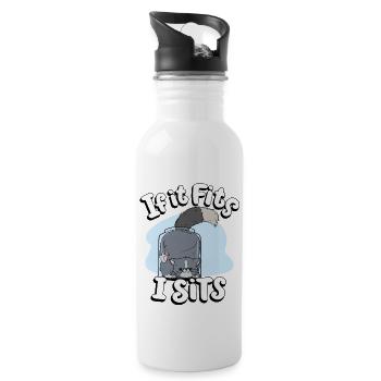 If It Fits I Sits Cute Canister Cat Fitness - Water bottle with straw - white - Right