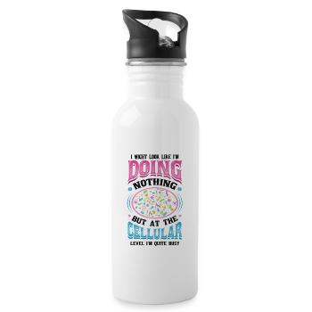 At the cellular level, I am a heavy worker. - Water bottle with straw - white - Right
