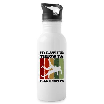 Grappling Martial Arts Wrestling - Trinkflasche mit integriertem Trinkhalm - Weiß - Rechts