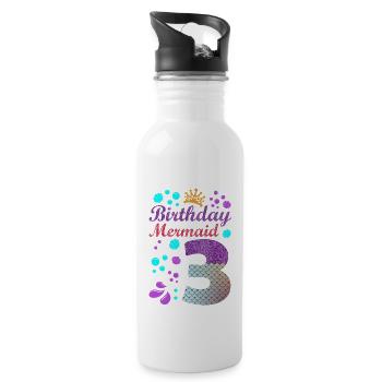 Birthday Mermaid 3 Shell Summer Vibe 3 - Water bottle with straw - white - Right