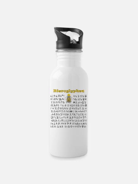 Hiéroglyphes égyptiens - Gourde avec paille intégrée - blanc
