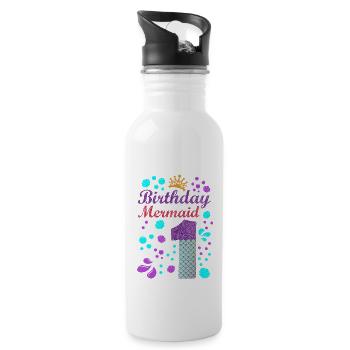 Birthday Mermaid 1 Shell Summer Vibe 1 - Water bottle with straw - white - Right