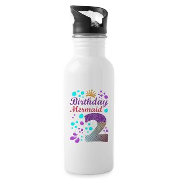 Birthday Mermaid 2 Shell Summer Vibe 2nd - Water bottle with straw - white - Right