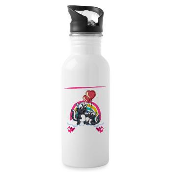 Ich werde Große Schwester Stinktier - Trinkflasche mit integriertem Trinkhalm - Weiß - Rechts
