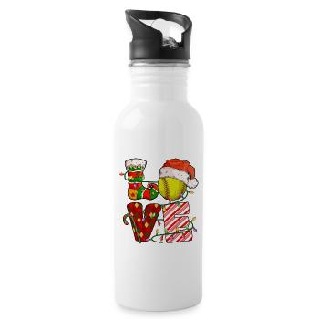 Softball Noël Joueur de softball Cadeau de fête de Noël - Gourde avec paille intégrée - blanc - Droite