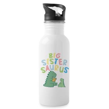Große Schwester Saurus Geschwister Herbivore - Trinkflasche mit integriertem Trinkhalm - Weiß - Rechts