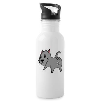 Cat Ass - Cat Butt - Water bottle with straw - white - Right
