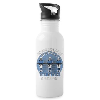 UNTERSCHÄTZE NIEMALS DIE ALTEN HELDEN - Trinkflasche mit integriertem Trinkhalm - Weiß - Rechts