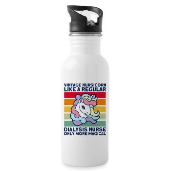Dialyse Dialyse Schwester Krankenpflege Geschenk - Trinkflasche mit integriertem Trinkhalm - Weiß - Rechts