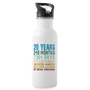 20 YEARS OF BEING AWESOME - Water bottle with straw - white - Right