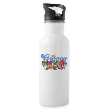 Groovy stepmother garden plant flowers - Water bottle with straw - white - Right
