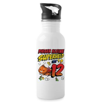 Dieser Kleine Superheld Ist 12 Katzenbesitzer 12. - Trinkflasche mit integriertem Trinkhalm - Weiß - Rechts
