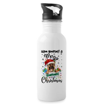 German Shepherd Christmas German Shepherd Xmas - Trinkflasche mit integriertem Trinkhalm - Weiß - Rechts
