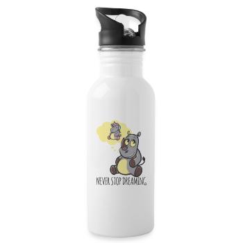 Rhinoceros dreams of the unicorn never give up - Water bottle with straw - white - Right