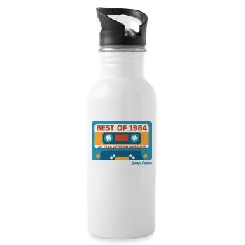 1984 Vintage Vintage Retro Geburtstagsgeschenk - Trinkflasche mit integriertem Trinkhalm - Weiß - Rechts