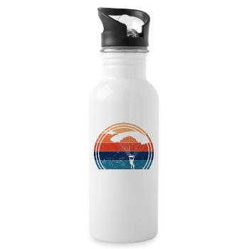Vintage Skydiving Retro Skydiving - Water bottle with straw - white - Right