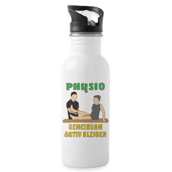 PHYSIO GEMEINSAM AKTIV BLEIBEN - Trinkflasche mit integriertem Trinkhalm - Weiß - Rechts