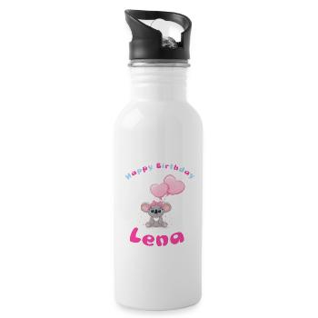 Lena Geburtstag, Happy Birthday Baby - Trinkflasche mit integriertem Trinkhalm - Weiß - Rechts