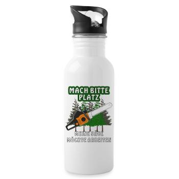 MOTORSÄGE MACH BITTE PLATZ - Trinkflasche mit integriertem Trinkhalm - Weiß - Rechts