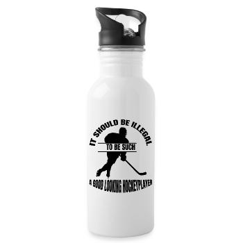Eishockey Wintersport Eishockeyteam Geschenk - Trinkflasche mit integriertem Trinkhalm - Weiß - Rechts