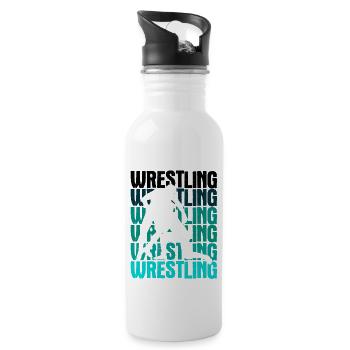 Grappling Martial Arts Wrestling - Trinkflasche mit integriertem Trinkhalm - Weiß - Rechts