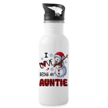 Chirstmas Snowman I Love Being An Auntie - Trinkflasche mit integriertem Trinkhalm - Weiß - Rechts