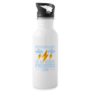 Meteorology Is A High Pressure Job Weather Meteor - Water bottle with straw - white - Right