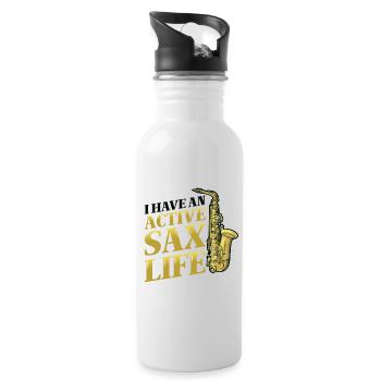 I have an active sax life, jazz saxophone. - Water bottle with straw - white - Right