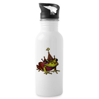 Crowned Queen Frog - Water bottle with straw - white - Right