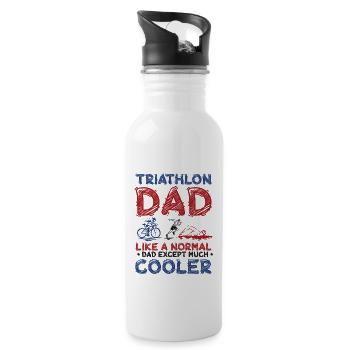Triathlon-Dad, wie ein normaler Dad, nur cooler. - Trinkflasche mit integriertem Trinkhalm - Weiß - Rechts