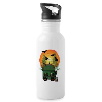Bauwagen Naturfreund Freizeit Hippie wohnen Öko - Trinkflasche mit integriertem Trinkhalm - Weiß - Rechts