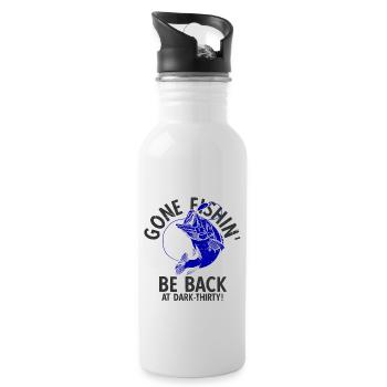 Angler Spruch zum Angeln Angel - Trinkflasche mit integriertem Trinkhalm - Weiß - Rechts