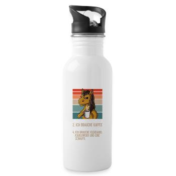 Meine 4 Stimmungen Kaffee Pferd - Trinkflasche mit integriertem Trinkhalm - Weiß - Rechts