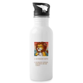 Meine 4 Stimmungen Kaffee Löwe - Trinkflasche mit integriertem Trinkhalm - Weiß - Rechts