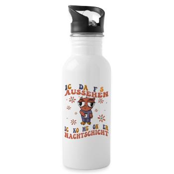 Ich Darf So Aussehen Ich Hatte Nachtdienst - Trinkflasche mit integriertem Trinkhalm - Weiß - Rechts