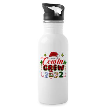 Christmas Design for Cousins Matching Xmas Pajama - Water bottle with straw - white - Right