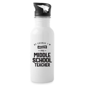 Großartig, ich bin ein Mittelschullehrer - Trinkflasche mit integriertem Trinkhalm - Weiß - Rechts