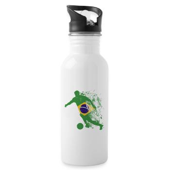 Nationalmannschaft Brasilien Fußball Weltmeister - Trinkflasche mit integriertem Trinkhalm - Weiß - Rechts