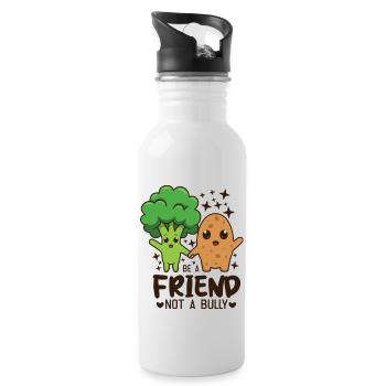 Citations d’amitié Soyez un ami pas un intimidateur Brocoli - Gourde avec paille intégrée - blanc - Droite