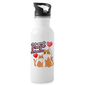 Ich Werde Große Schwester Family Siblings Love - Trinkflasche mit integriertem Trinkhalm - Weiß - Rechts