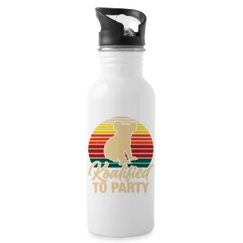Koalified To Party - retro sunset koala - Water bottle with straw - white - Right