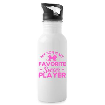 Fußball Mama Mutter Sohn Geschenk - Trinkflasche mit integriertem Trinkhalm - Weiß - Rechts