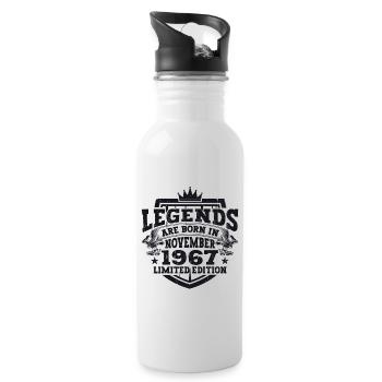 Legend November 1967 55th Birthday Gift Fun - Water bottle with straw - white - Right