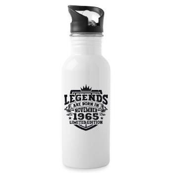 Legend November 1965 57th Birthday Gift Fun - Water bottle with straw - white - Right