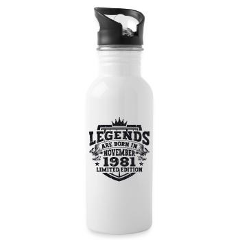 Legend November 1981 41st Birthday Gift Fun - Water bottle with straw - white - Right